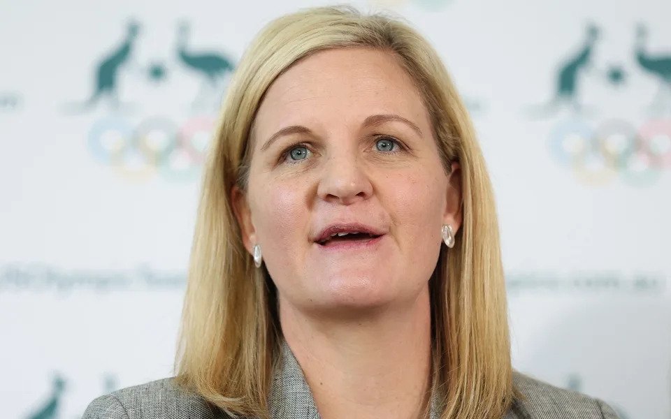 Kirsty Coventry chair of the IOC Coordination Commission for Brisbane 2032 speaks to media during a Brisbane 2032 Olympic Games media update at Sofitel Hotel on May 01, 2022 in Sydney, Australia.
