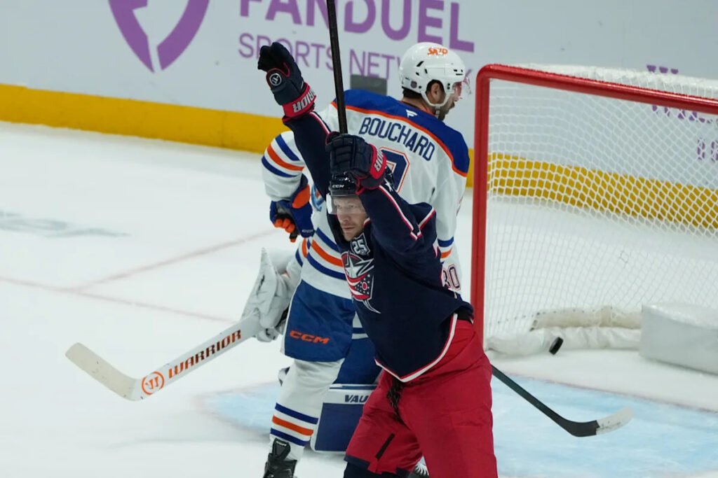 Olivier scores 2 goals to help lift Blue Jackets past Oilers 5–4