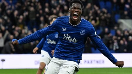 Thierno Barry scores first Toffees goal as Sean Dyche is smashed by former side