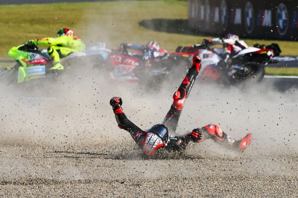 Which MotoGP riders crashed the most during the 2025 season?
