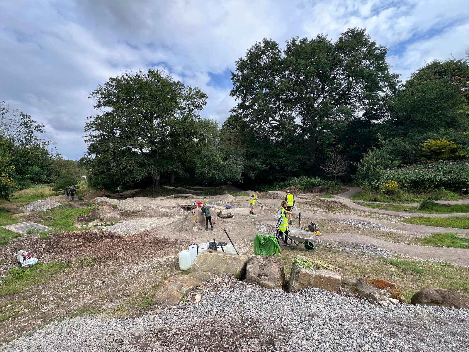 A pump track under construction