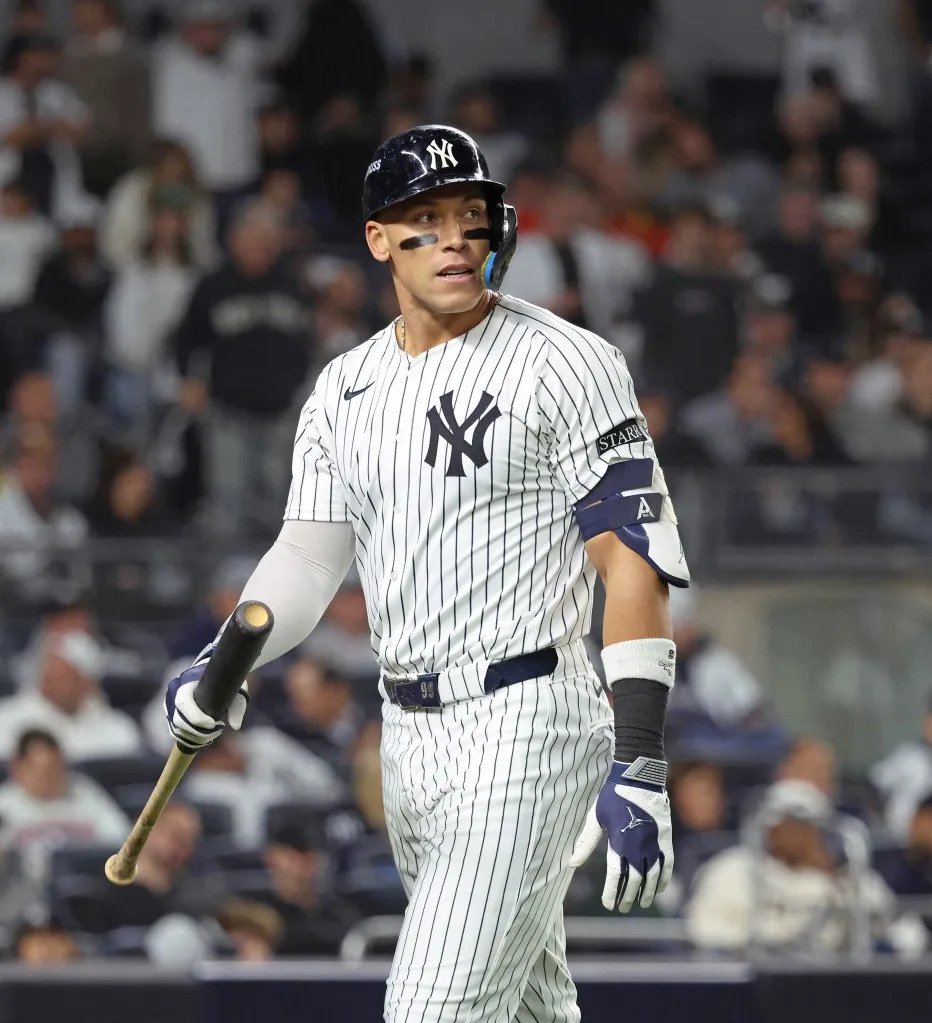 Aaron Judge, here in October 2025, is a three-time AL MVP winner. Charles Wenzelberg / New York Post