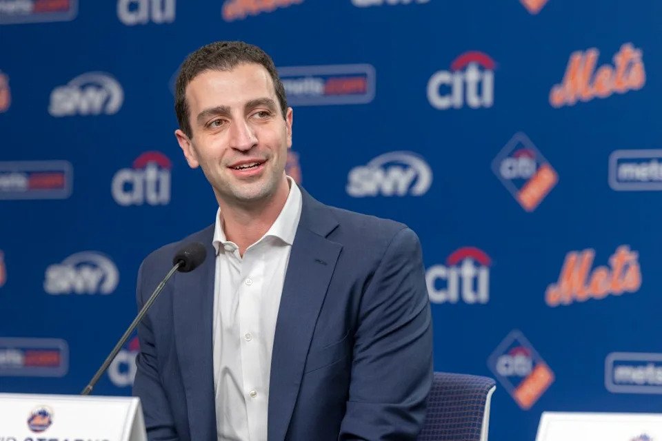 David Stearns introduces infielder Bo Bichette at his introductory press conference at Citi Field, Wednesday, Jan. 21, 2026, in Queens, NY. Corey Sipkin for the NY POST