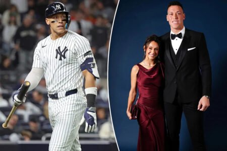 Aaron Judge celebrates second straight MVP title with wife during glamorous NYC date night