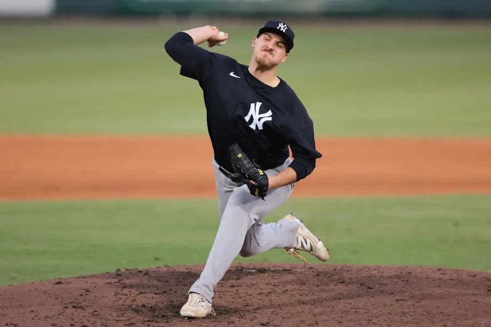 Yankees pitching prospect Ben Hess pitches during a spring training game between the Bombers and the Orioles in a spring training game last season. MLB Photos via Getty Images