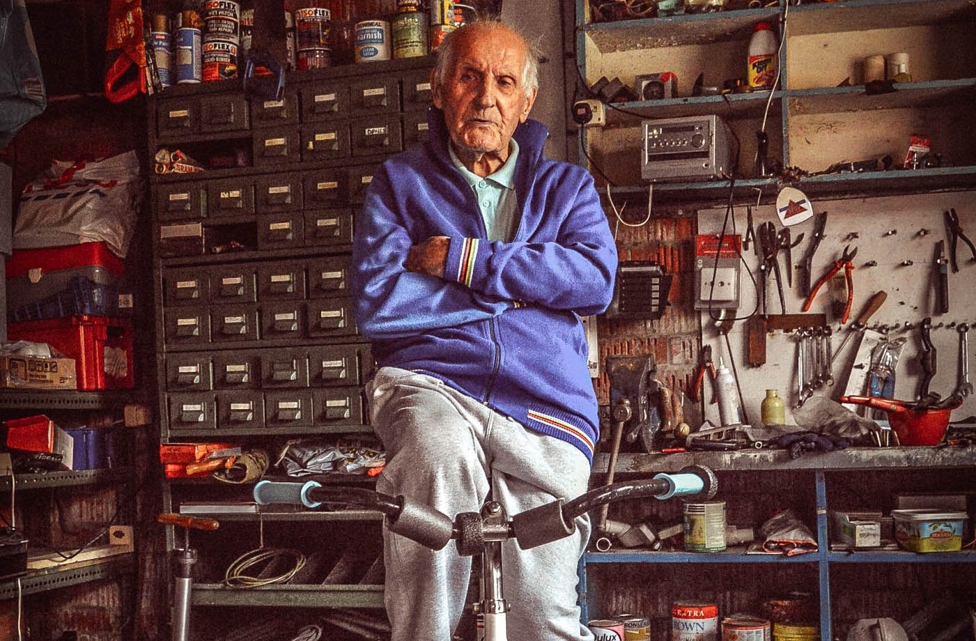 Gerry Shields on his static bike