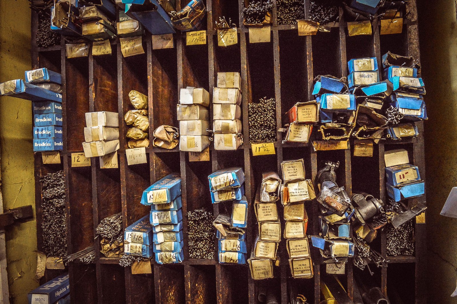Spare spokes in an old bike shop