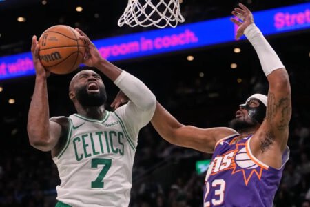 Jaylen Brown scores 18 of his 41 points in the fourth quarter to help Celtics beat Suns 120-112