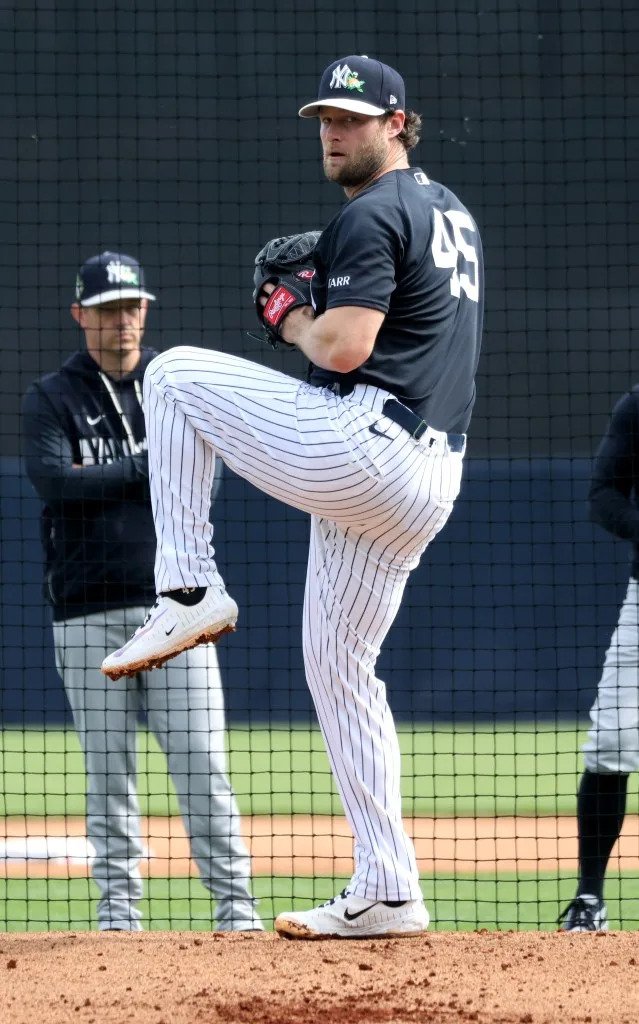 Gerrit Cole throwing live batting practice. Charles Wenzelberg / New York Post