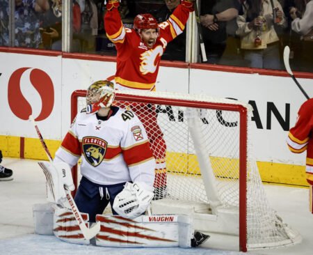 Dustin Wolf makes 24 saves in the Flames’ 4-1 victory over the Panthers