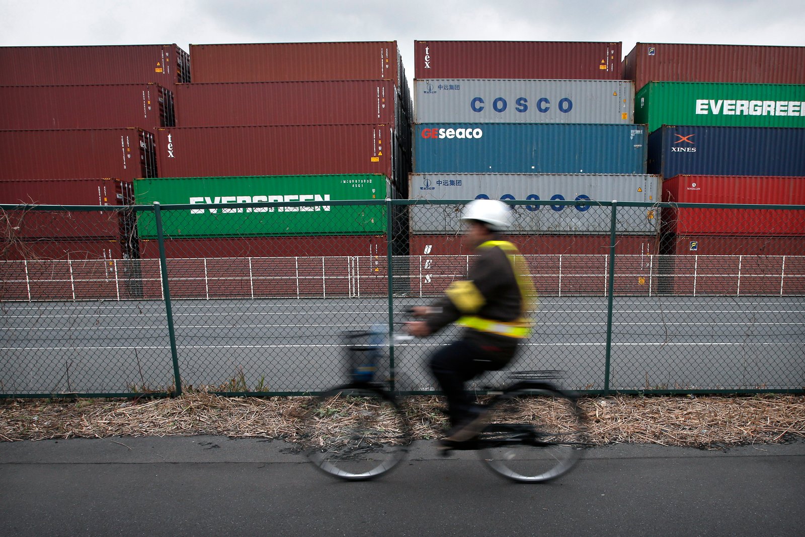 Shipping containers lined up