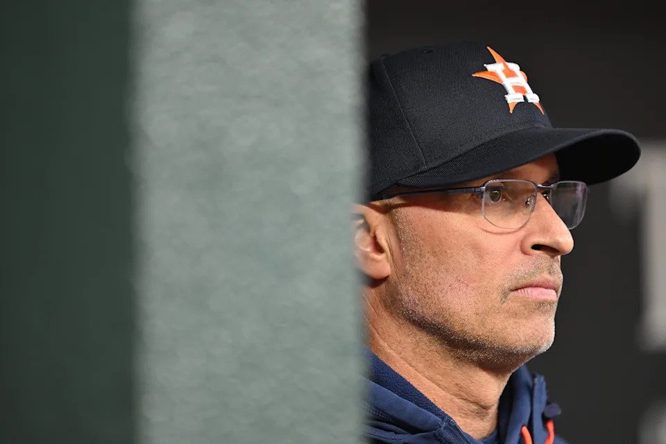 Houston Astros manager Joe Espada looks out at the field before the start of a game against the Baltimore Orioles at Camden Yards on April 28, 2026.