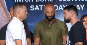 Nate Diaz and Mike Perry face off for the first time at MVP MMA press conference