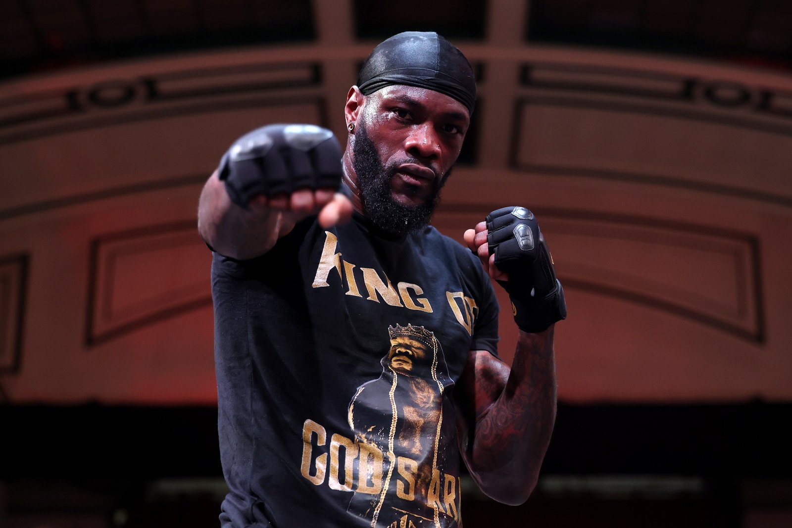 LONDON, ENGLAND - APRIL 01: Deontay Wilder poses for a photo ahead of his Heavyweight fight against Derek Chisora during the Dereck Chisora v Deontay Wilder: 100 workouts at York Hall on April 01, 2026 in London, England. (Photo by Richard Pelham/Getty Images)