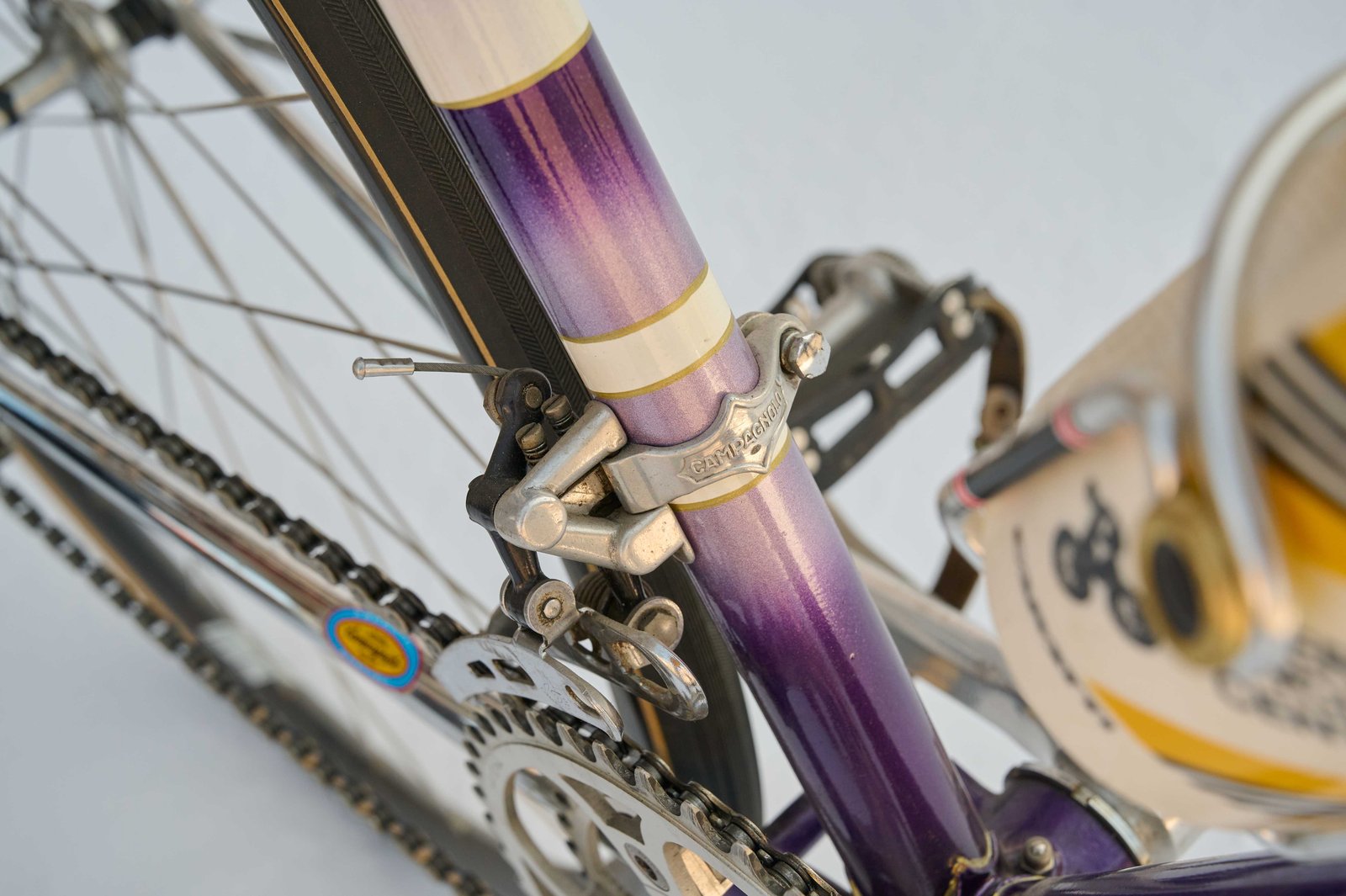 Campagnolo front mech clamp on old steel Carlton road bike