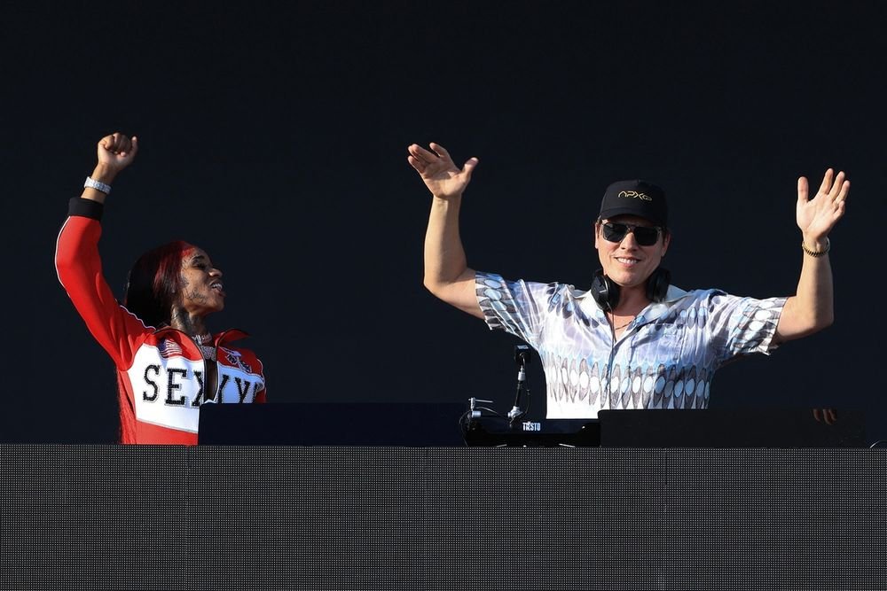 Sexxy Red and Tiesto perform prior to the 2025 F1 Grand Prix of Miami