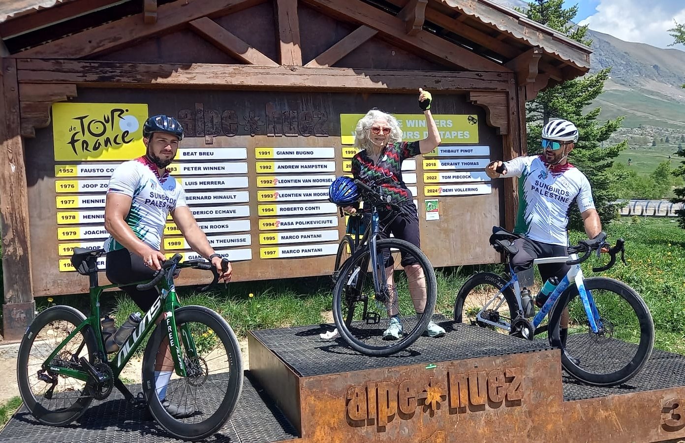 84-year-old Anne Jones riding Alpe d'Huez