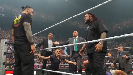 Actor & Comedian Eric Andre Takes A Pair Of Splashes From Jacob Fatu On WWE Raw