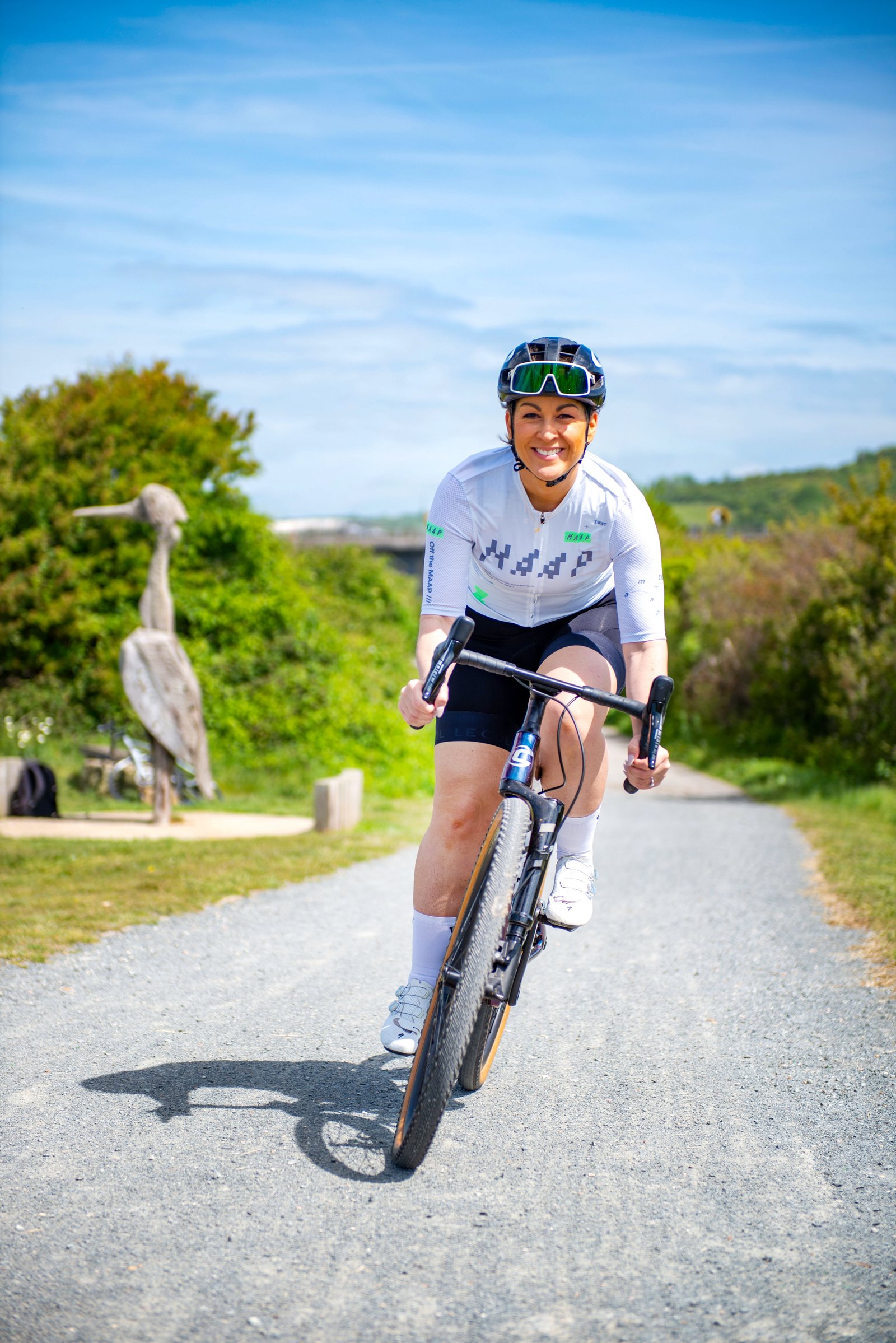 Rebecca Charlton riding her bike