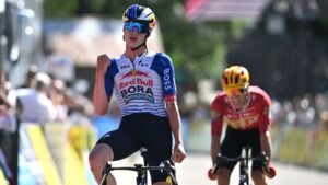 ‘It is one of the most beautiful days of my career’ – Maxim Van Gils sprints to victory on ‘crazy’ stage six of Tour Auvergne-Rhône-Alpes