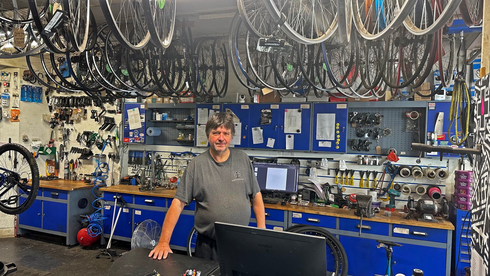 Sid Soanes, owner of Soanes Cycles in Devon, pictured inside his family run bike shop