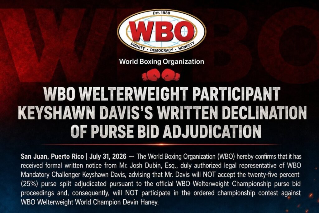 WBO Confirms Keyshawn Davis Withdraws From Devin Haney Fight