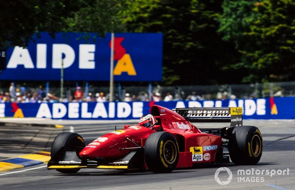 Gerhard Berger drives a Ferrari 412T1B with an iconic-sounding V12 engine