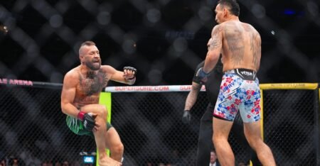 Conor McGregor blows out his knee, comeback ends in just 69 seconds as Max Holloway wins UFC 329 main event