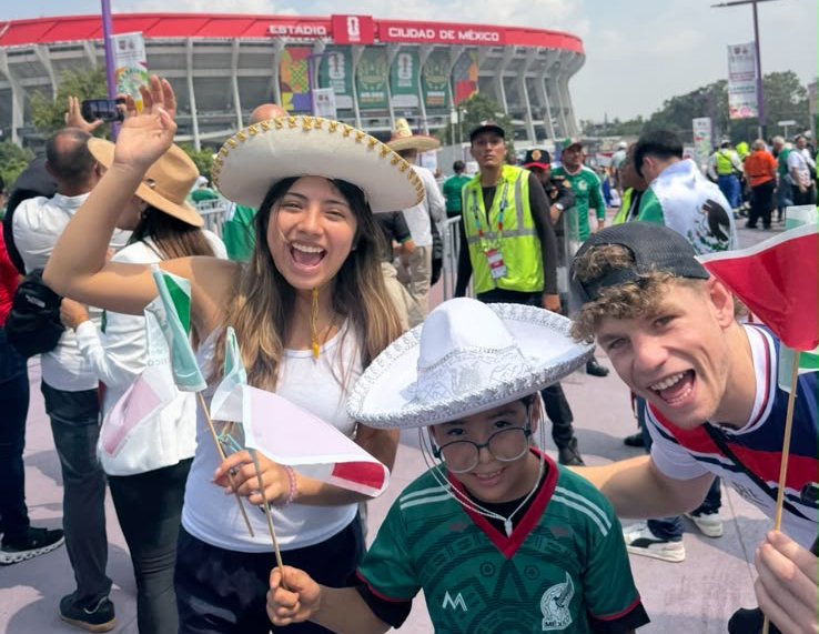 Joe Dick celebrates with Mexico fans