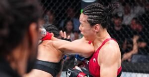 UFC Shanghai video: Denise Gomes crushes Yan Xiaonan with knockout elbow in Round 1