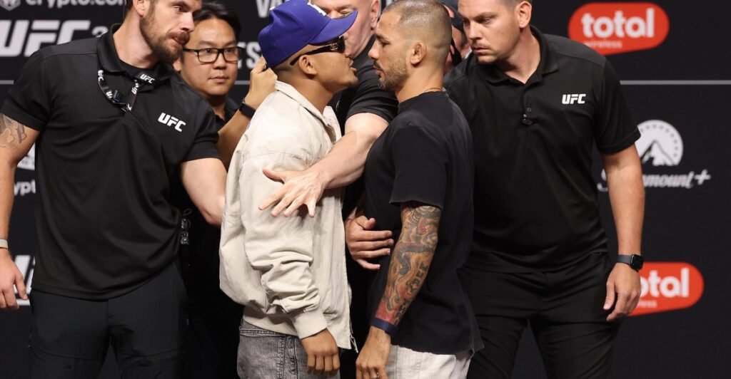 Joshua Van and Alexandre Pantoja have to be separated at UFC 331 press conference: ‘When someone talks, you shut your f*cking mouth’