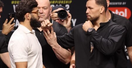 Dana White intervenes to prevent faceoff shenanigans between Arman Tsarukyan and Mauricio Ruffy