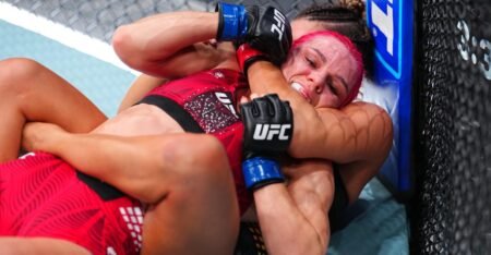 Matt Brown reacts to Din Thomas dropping Gillian Robertson after her loss at UFC 330