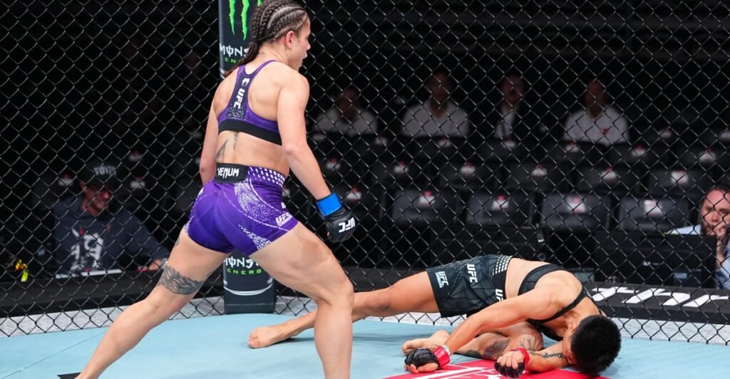 UFC Shanghai video: Julia Polastri flattens Xiong Jingnan with brutal head-kick knockout