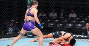 UFC Shanghai video: Julia Polastri flattens Xiong Jingnan with brutal head-kick knockout