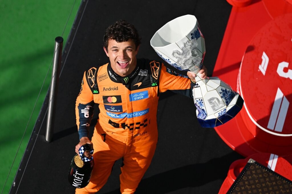 Norris overhauls Antonelli for victory, Verstappen suffers heavy crash