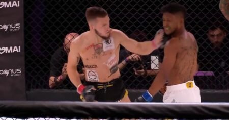 Missed Fists: Fighter drops hands mid-brawl and is viciously knocked out