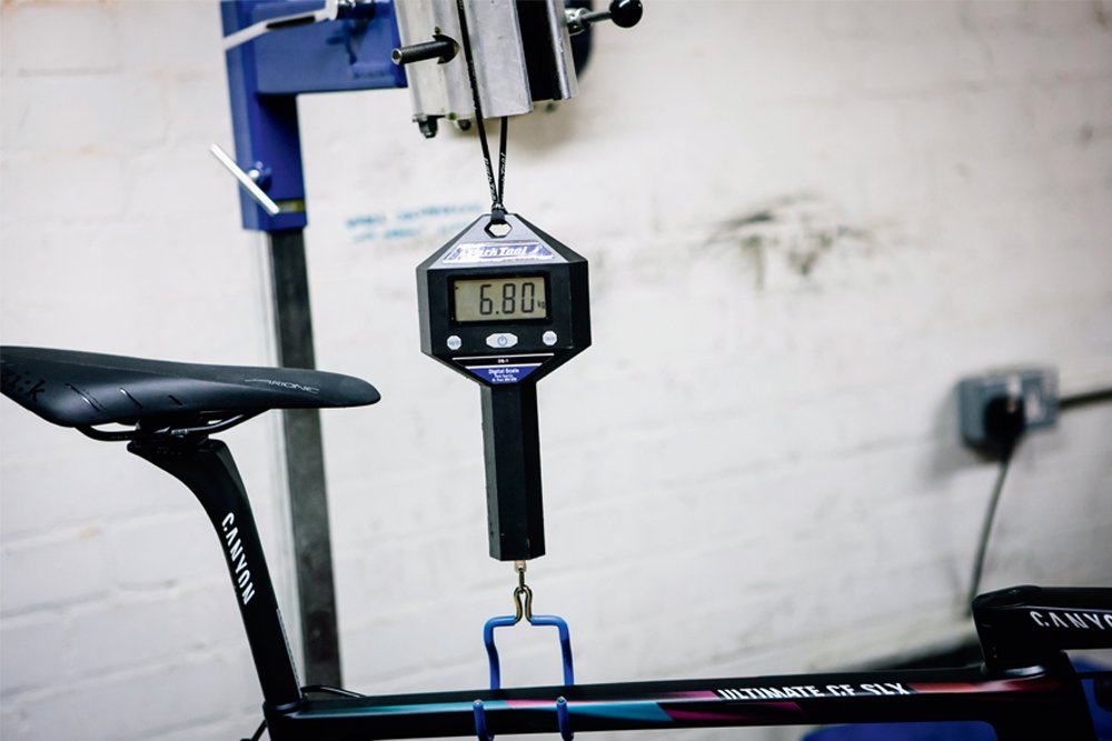 Bike weighed using Park Tool scale