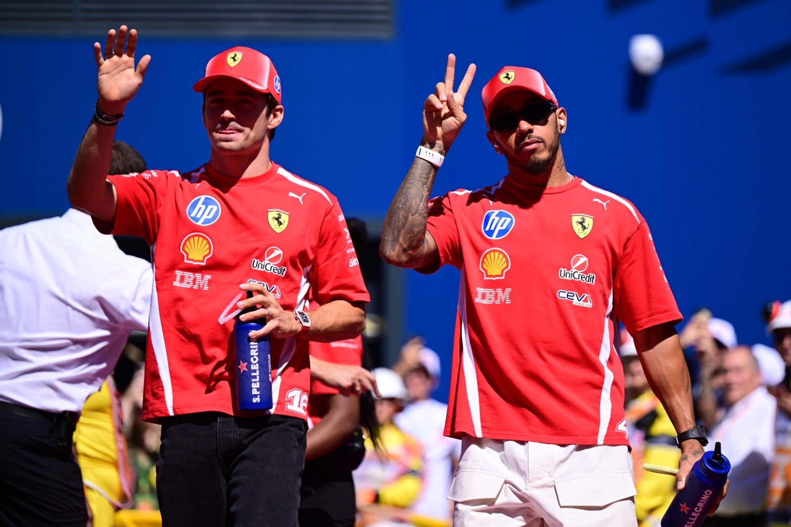 Charles Leclerc and Lewis Hamilton