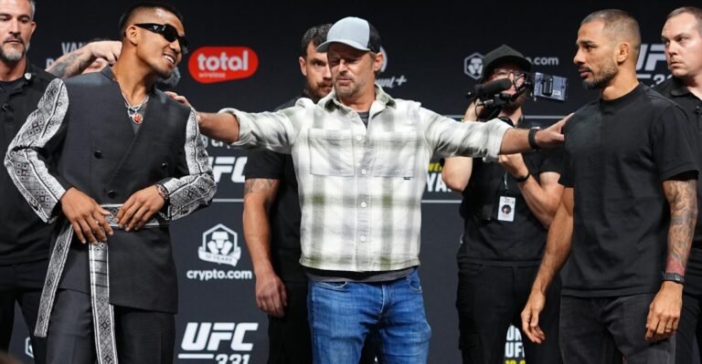 Joshua Van all smiles during tense faceoff with Alexandre Pantoja ahead of UFC 331